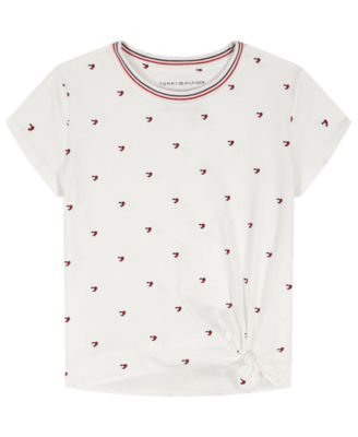 Girls' 7-16 Allover Heart Print Short-Sleeve T-Shirt