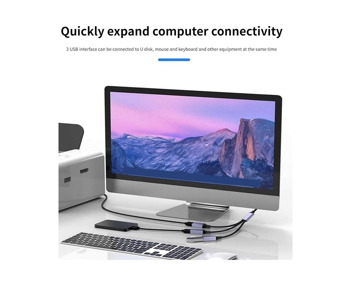 Risokeys 3-Port Usb 2.0 Splitter Hub, 1-to-3 Expansion Cable, Braided Durable Data,for Home/Office, Ideal for Remote Workers