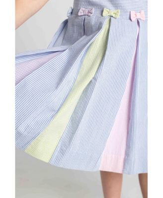 Toddler Girls Multicolor Seersucker Pleated Dress