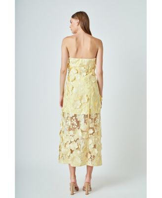 Women's Strapless Floral Embroidered Maxi Dress