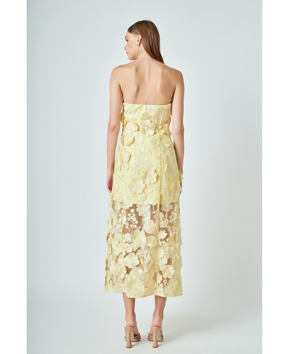 endless rose Women's Strapless Floral Embroidered Maxi Dress