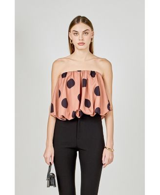 Women's Polka Dot Bubble Tube Top