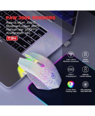 Dual-Mode Wireless Gaming Mouse: 2.4G + BT5.2, 7-Color RGB Glow, Silent & 3-Speed DPI, for Gaming/Office