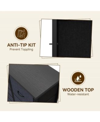 15 Drawers Dressers, Chest of Drawers with Wood Tabletop, Metal Frame, Storage Organizer Unit with Fabric