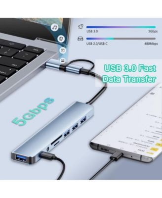 USB C Hub, Aluminum 8 in 1 USB Extender, for MacBook Pro Air and More PC/Laptop/Tablet Devices,Ideal for Office,Home Use