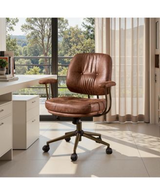 Ergonomic Mid Back Swivel Office Chair, Extra Wide Comfy Desk Chair with Lumbar Support, Height Adjustable Home Office Task Chair