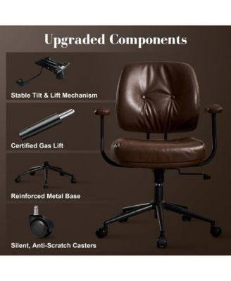 Ergonomic Mid Back Swivel Office Chair, Extra Wide Comfy Desk Chair with Lumbar Support, Height Adjustable Home Office Task Chair