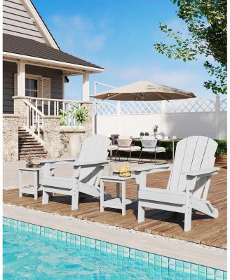 Folding Adirondack Chair, HDPE Outdoor All-Weather Fire Pit Chairs, Outdoor Wooden Lounge Chair