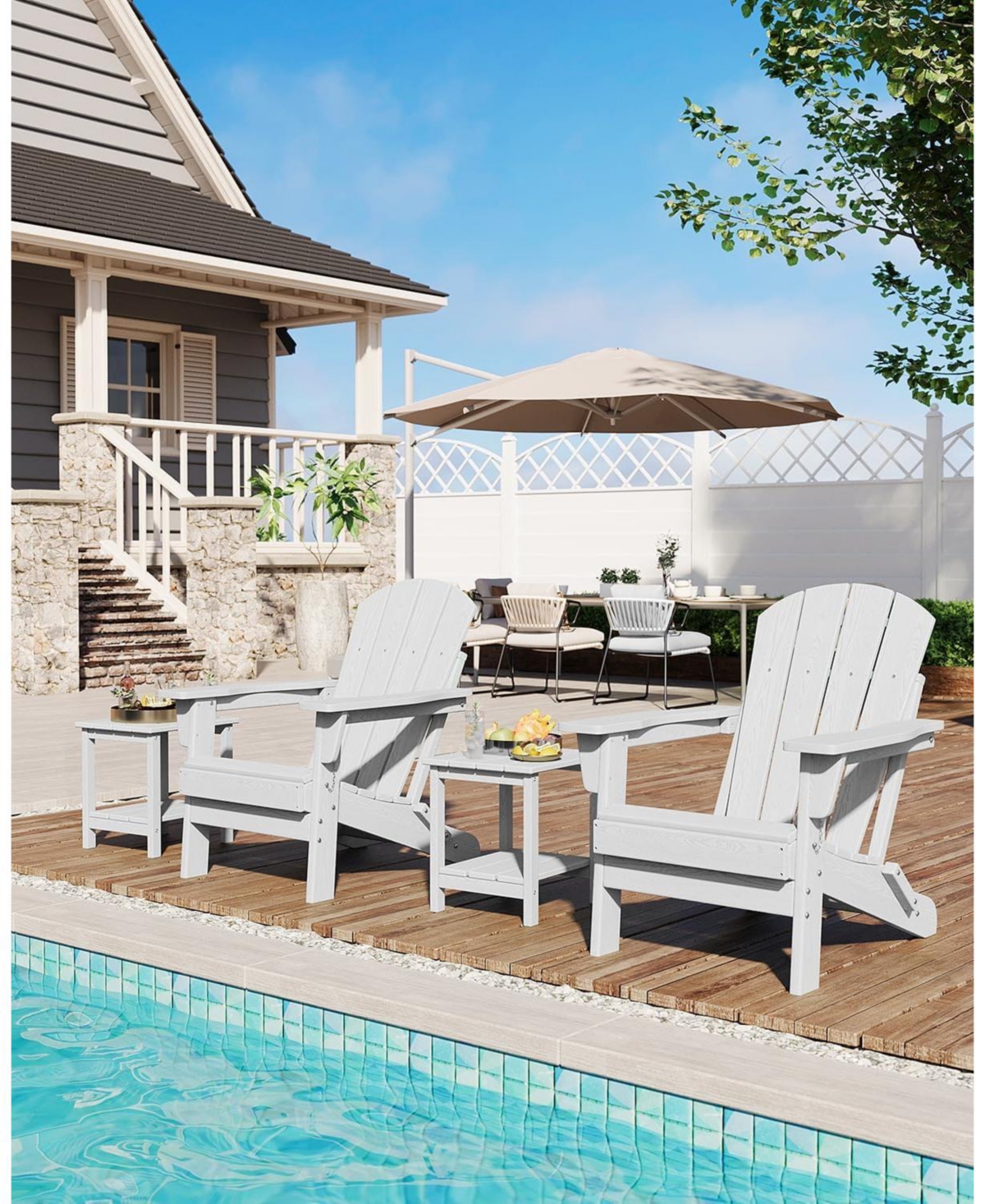 gaomon Folding Adirondack Chair, Hdpe Outdoor All-Weather Fire Pit Chairs, Outdoor Wooden Lounge Chair