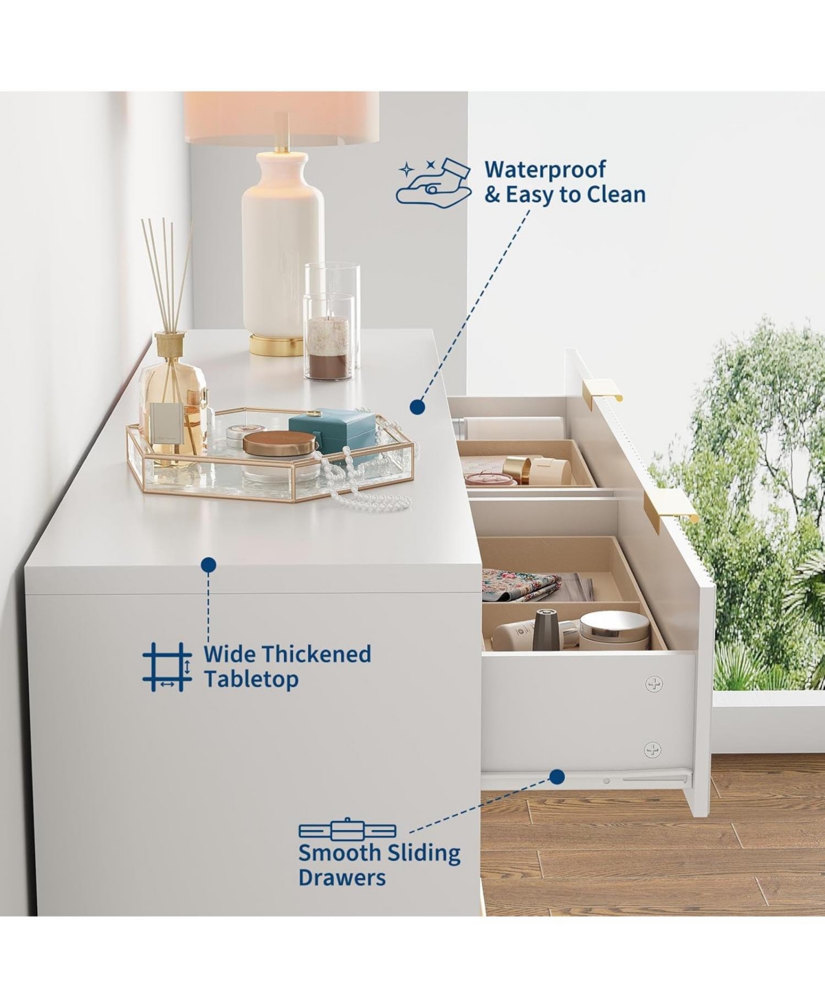 gaomon 8 Drawer Fluted Dresser for Bedroom, 55" Wide Modern Chest of Drawers with Metal Handle, Fluted Wood Tv Stand, Modern Large Dresser