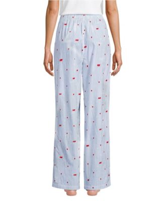 Women's Poplin Wide Leg Sleep Pants
