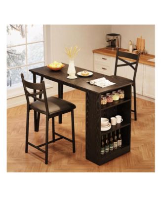 Kitchen Table 3Piece  Wooden Counter Height Dining Table Set for Dining Room, Home Office, Living Room