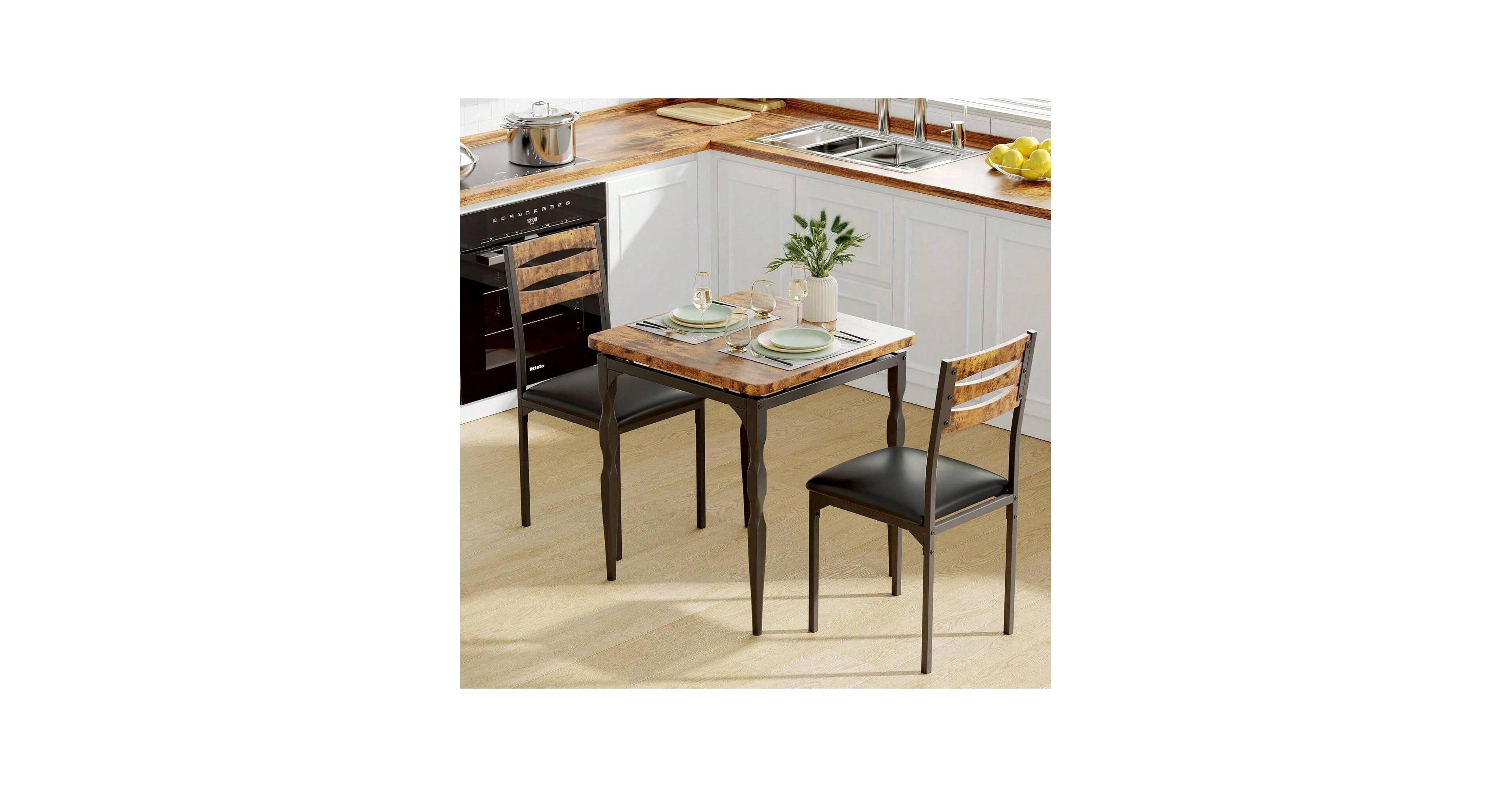 gaomon Kitchen Table Home Dining Table Set For 2 Dining Table And Chairs Set Of 2 for Dining Room, Home Office, Living Room