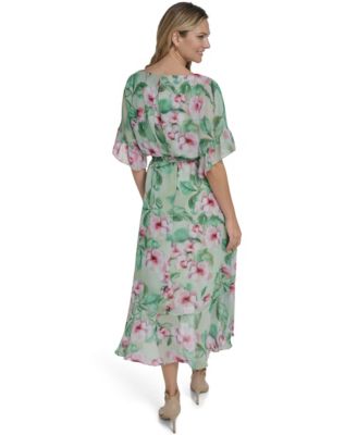 Women's Ruffle-Sleeve Printed Dress