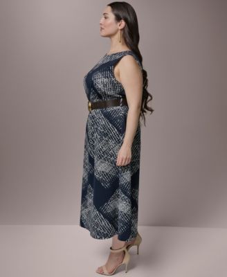 Plus Size Belted Scuba Midi Dress