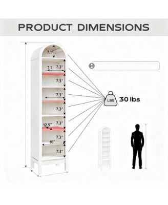 Space-Saving Tall Arched Book shelves with Adjustable Shelves for Home