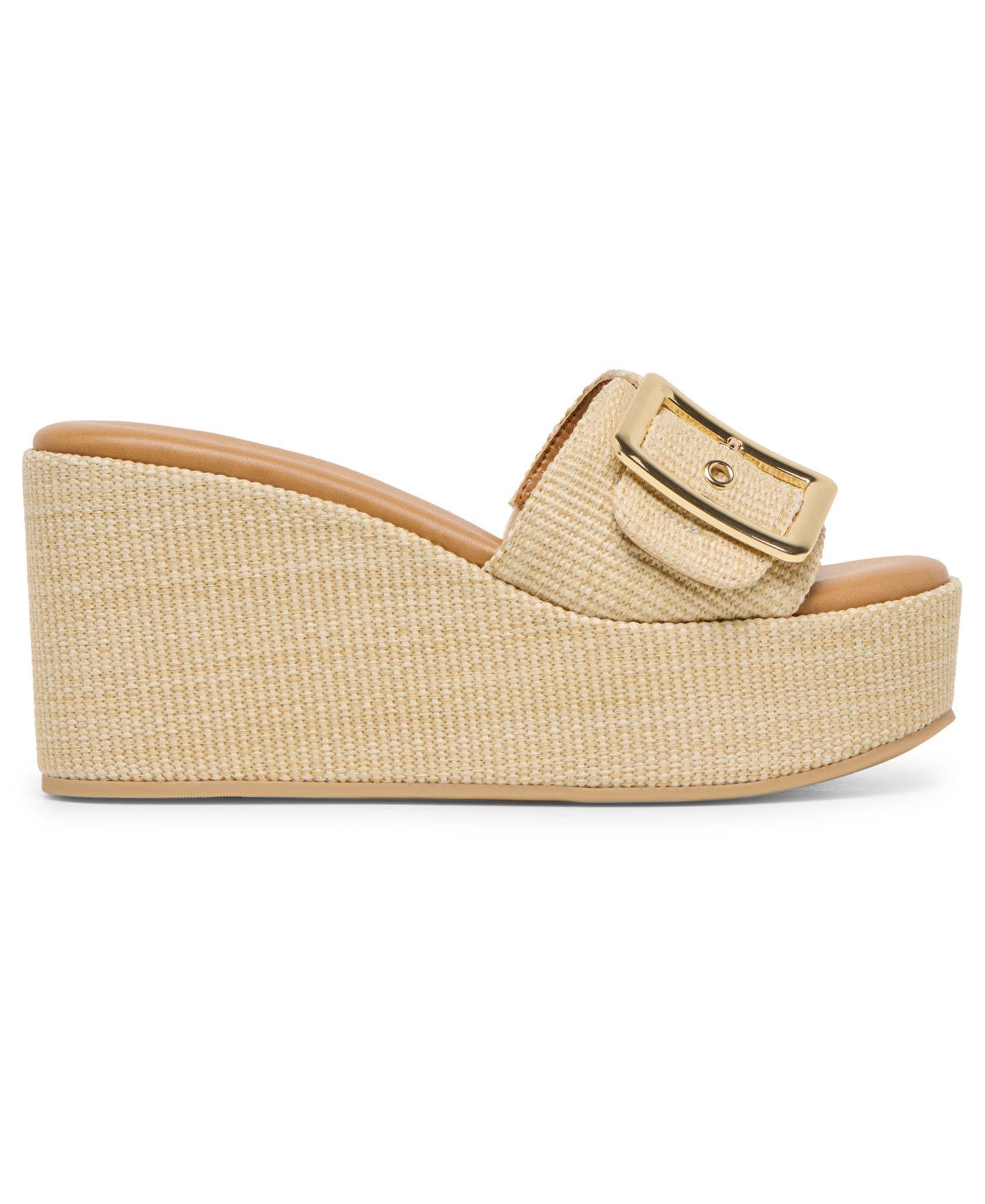 Женские сандалии Dolce Vita Jilian Raffia Buckle Platform Slide Wedge, цвет: Светлый натуральный — фото 2