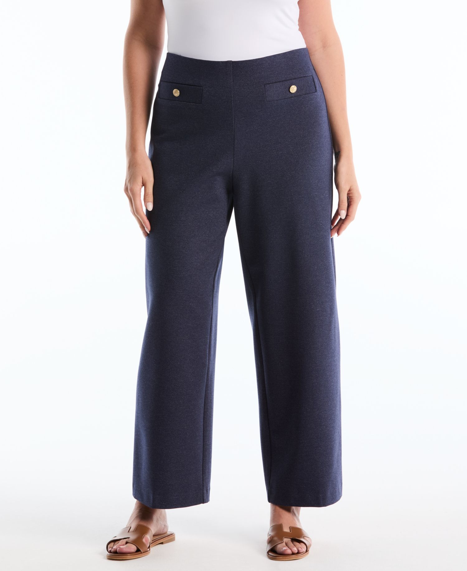 Plus Size Indigo Denim Wide-Leg Pants