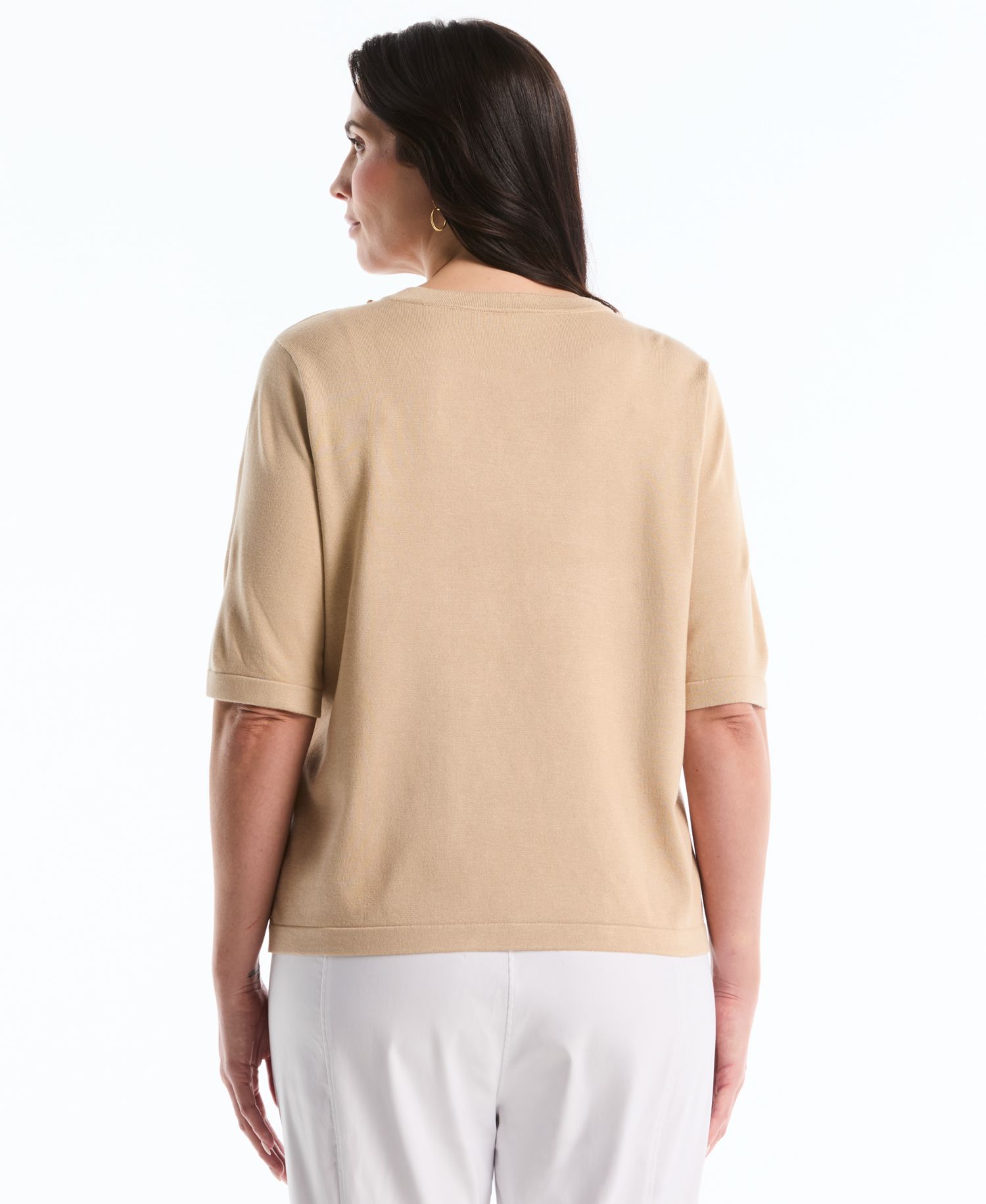 Petite Diamond Stitch Crew Neck Sweater