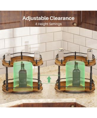 YIGII Adjustable Spice Rack for Cabinet,Sturdy Wood & Metal, Easy Assembly