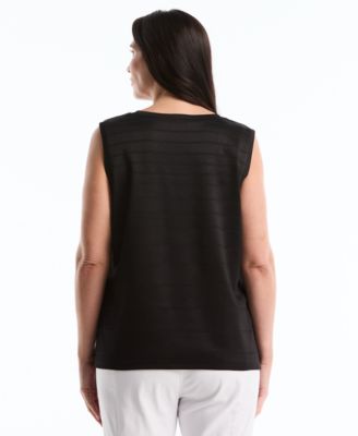 Plus Size Ottoman Knit Sleeveless Crewneck Top