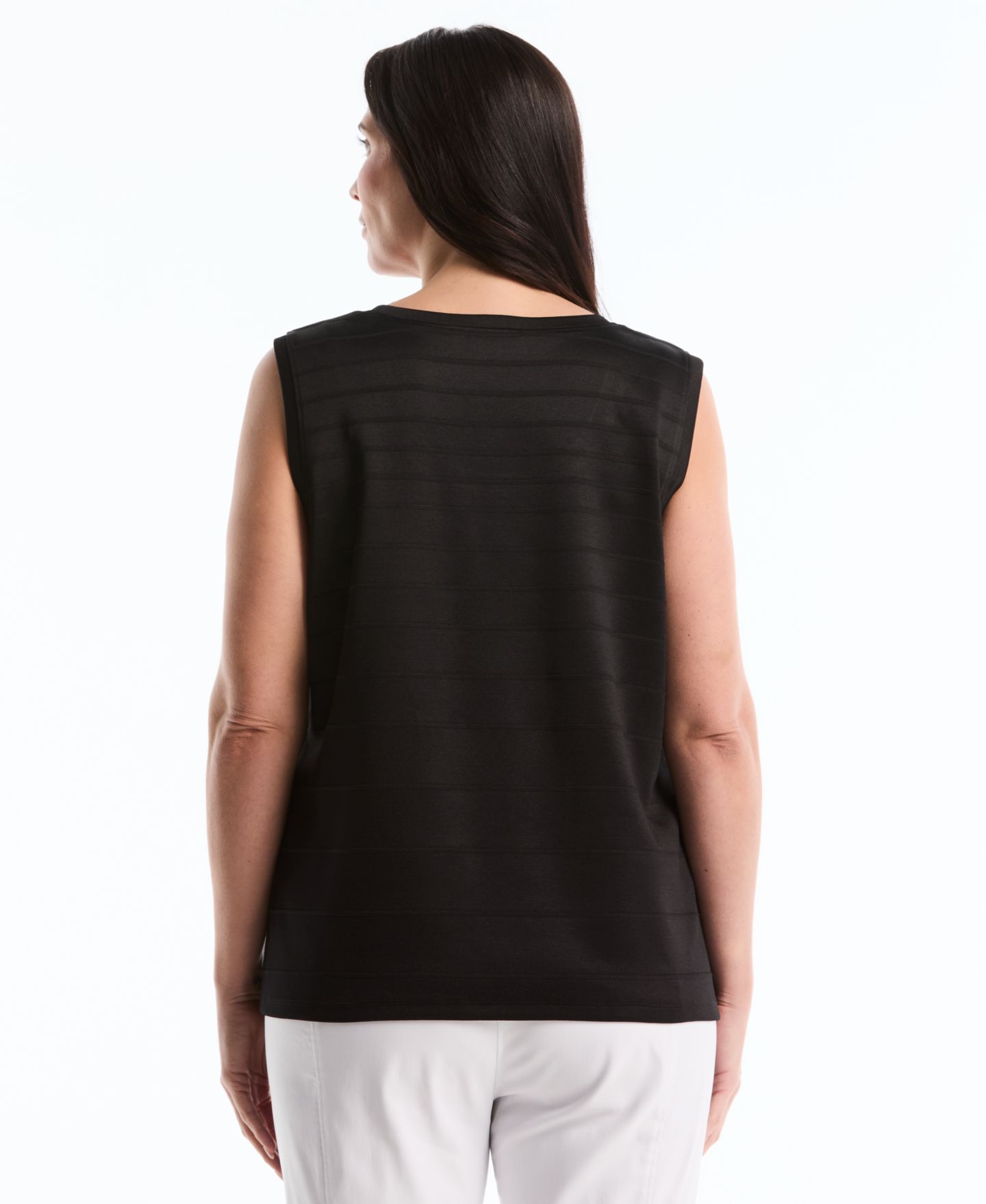 Женский топ Rafaella Plus Size Ottoman Knit Sleeveless Crewneck, цвет: Чёрный — фото 5
