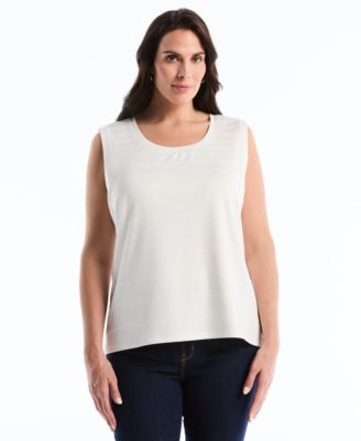Plus Size Ottoman Knit Sleeveless Crewneck Top