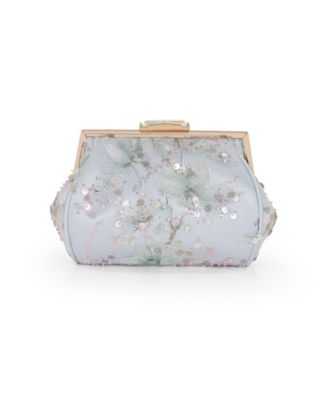 Woman's Iris Floral Embroidered and Sequin Signature Pouch Clutch