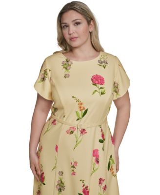 Plus Size Jewel Neck Midi Dress