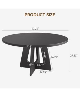 47" Round Dining Table Set for 4 to 6, Farmhouse Kitchen Table with Wooden Top and Pedestal Base, Circle Dinner Table