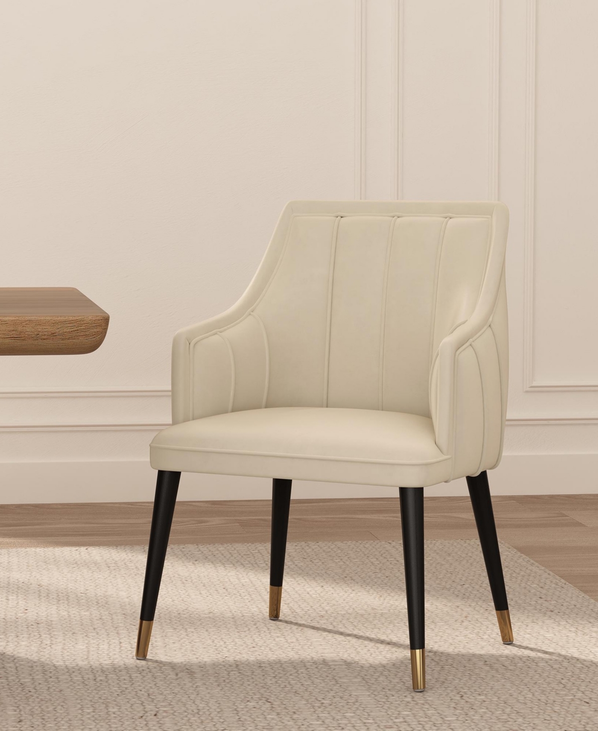 Eda 37.4" Wood Upholstered Dining Armchair