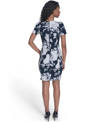 Women's Printed Puff-Sleeve Sheath Dress