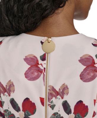 Women's Printed Crewneck Midi Dress