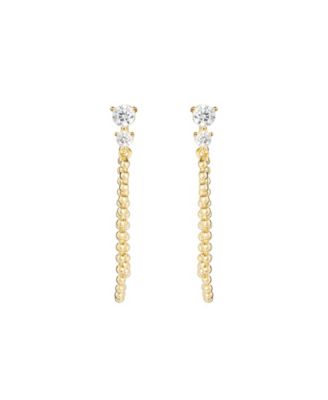 Cubic Zirconia 14k Gold Over Sterling Silver Bead Chain Earrings