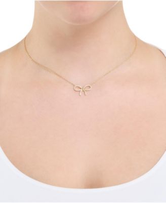 Cubic Zirconia 14k Gold Over Bow Necklace