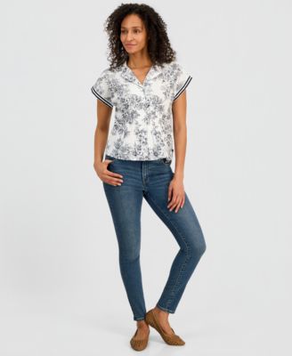Women's Cotton Toile Button-Front Blouse