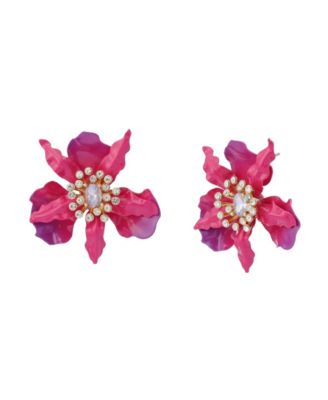 Faux Stone Hothouse Bloom Orchid Post Earrings
