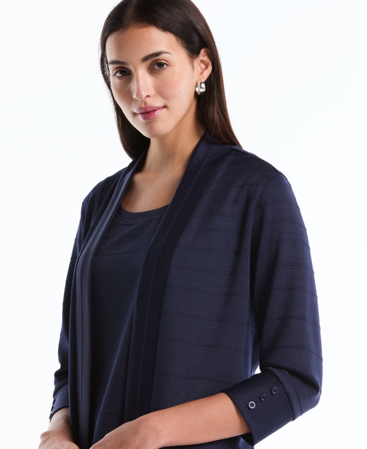 Rafaella Petite Ottoman Knit Cardigan Sweater
