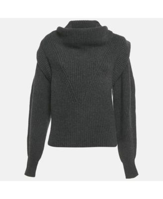 Women's Rib Knit Ruffled Poppy Sweater