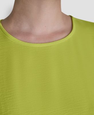 Women's Textured Woven Short-Sleeve Crew Neck Top