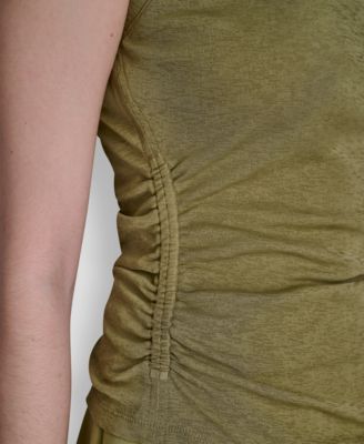 Women's Printed Tissue Knit Sleeveless Crew Neck Top