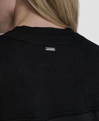 Women's Mixed Media V-Neck Sleeveless Sweater