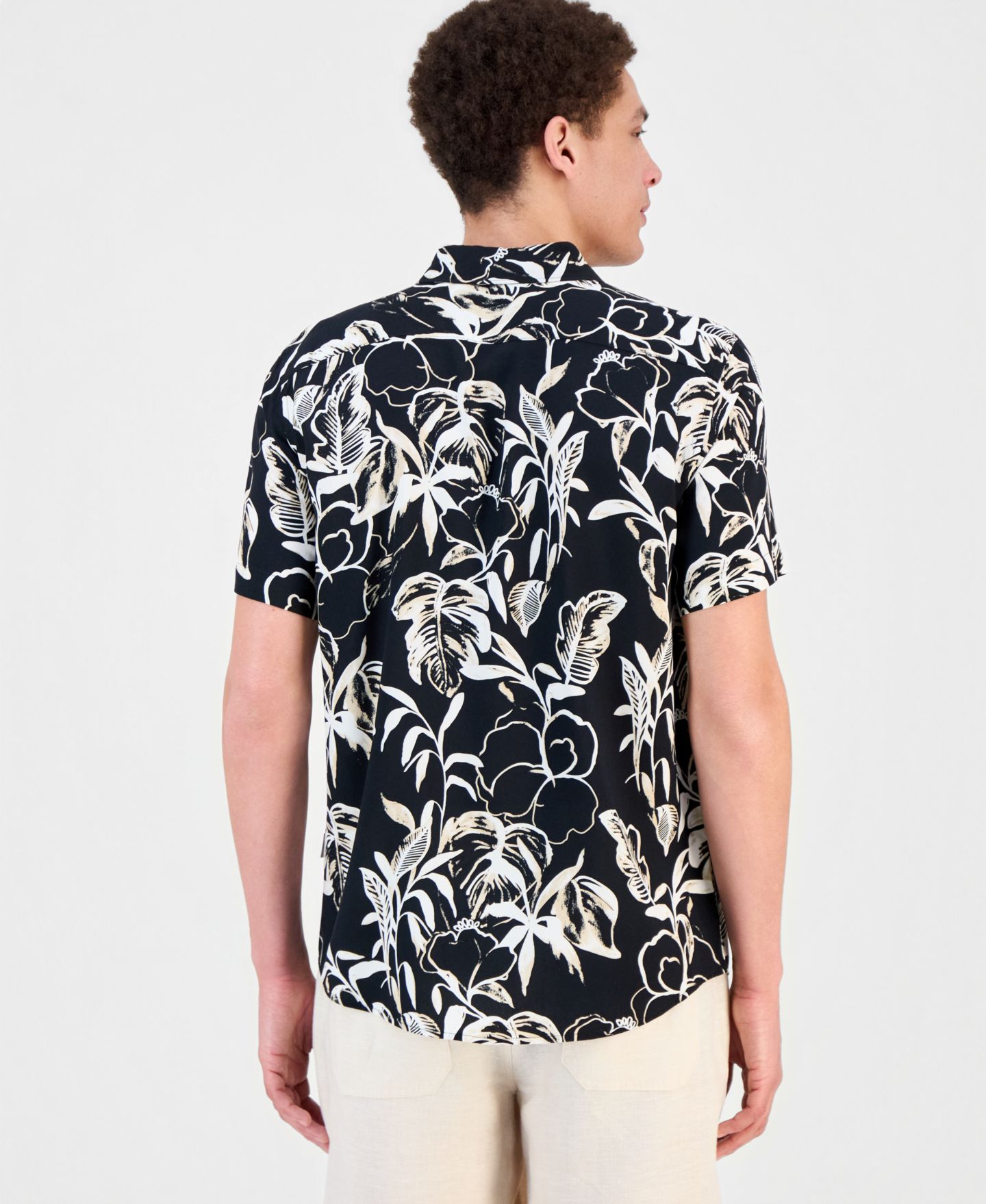 Мужская рубашка Cubavera Abstract Watercolor Print Short-Sleeve, цвет: Угольно-чёрный — фото 2