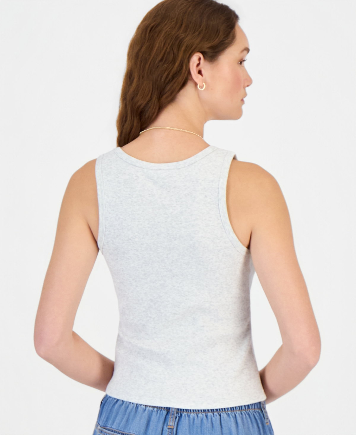 Hippie Rose Juniors' Embroidered Ribbed Tank