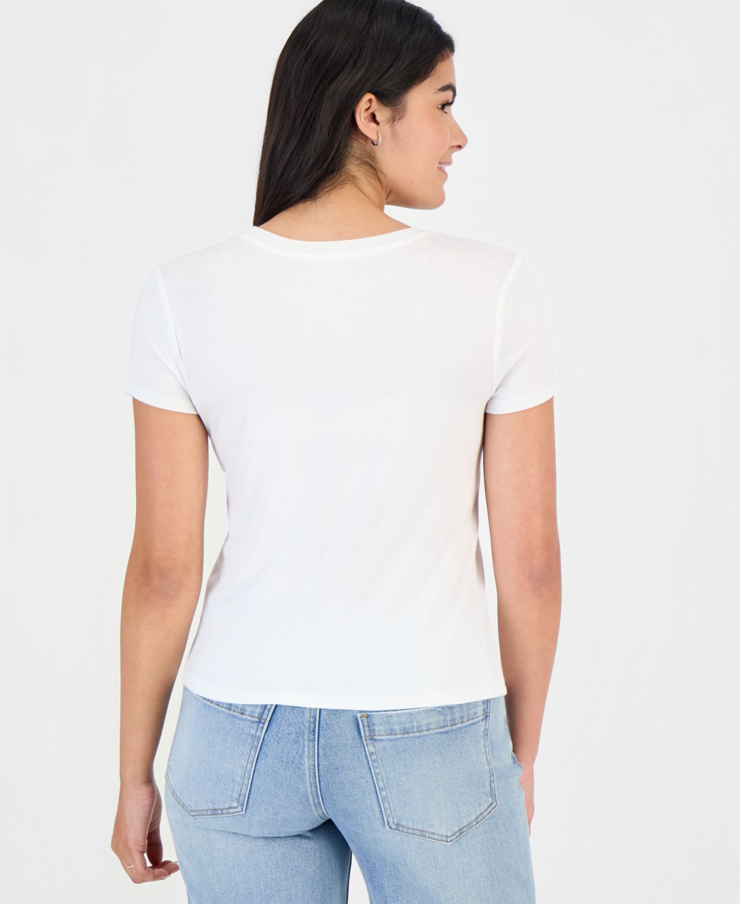 Juniors' Embroidered Crewneck T-Shirt