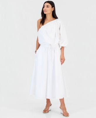 Petite Solid Pleated Drawstring Midi Skirt