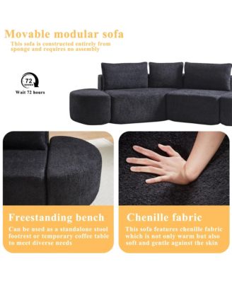 106.3-inch V-Shape Modular Sectional Sofa with Throw Pillows