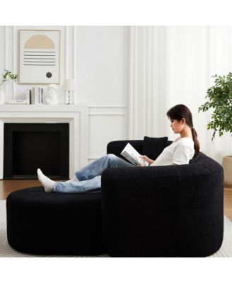 109.4" L-Shaped Modular Sectional Sofa Right Chaise Chenille Fabric Cloud Sofa with 2 Pillows