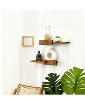 Solid Hardwood Floating Shelves, Reversible, Easy Mount