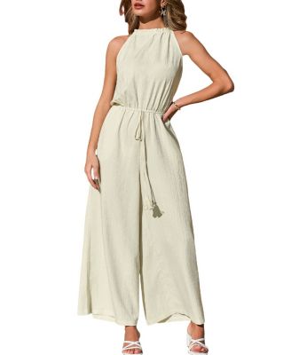 Women's Halter Wide-Leg Drawstring Jumpsuit